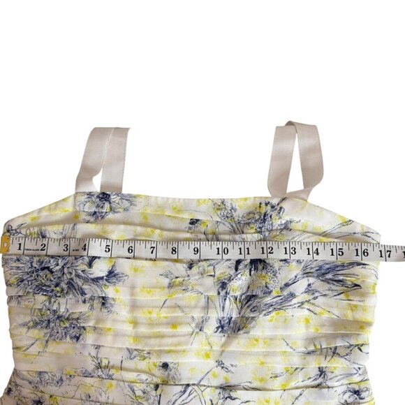 Cinq à Sept Floral Silk Bustier Top Size M – Ruched Yellow & Blue Camisole - Picture 7 of 8